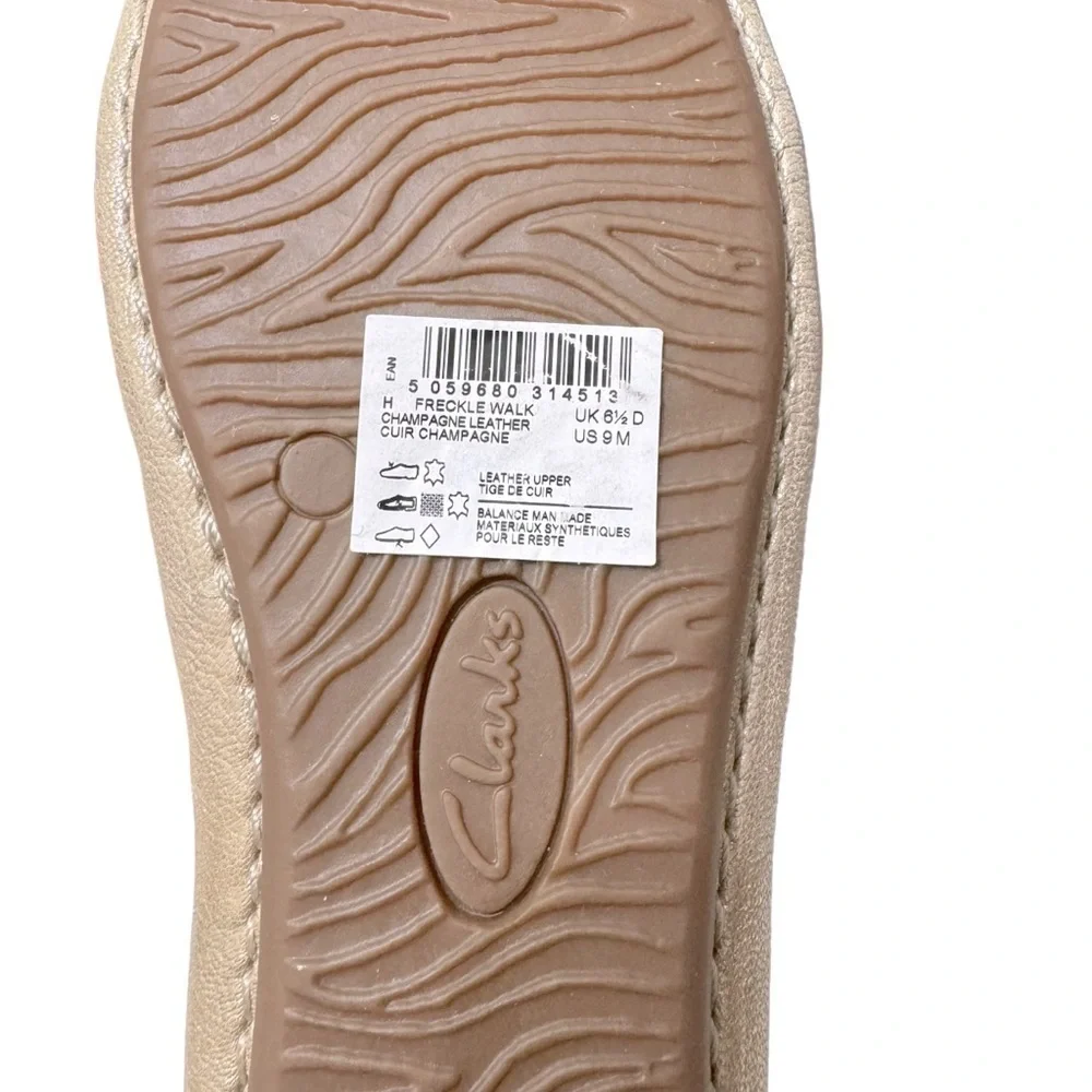 Clarks Women's Freckle Walk Mule, Champagne Leather Flats‎ Sz 9